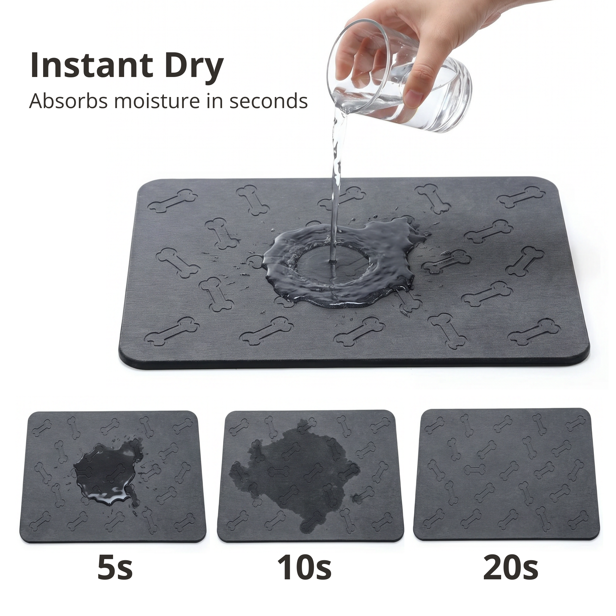 Small Anti-Splash Stone Feeding Mat (2 Pack)