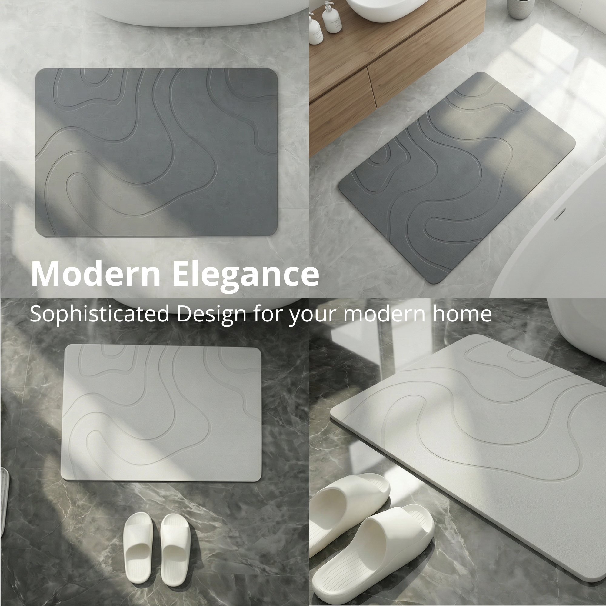 Diatomite Earth Bath Mat Wavy